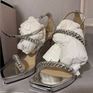 Jimmy Choo Silver Crystal-Strap High Heel Sandals
